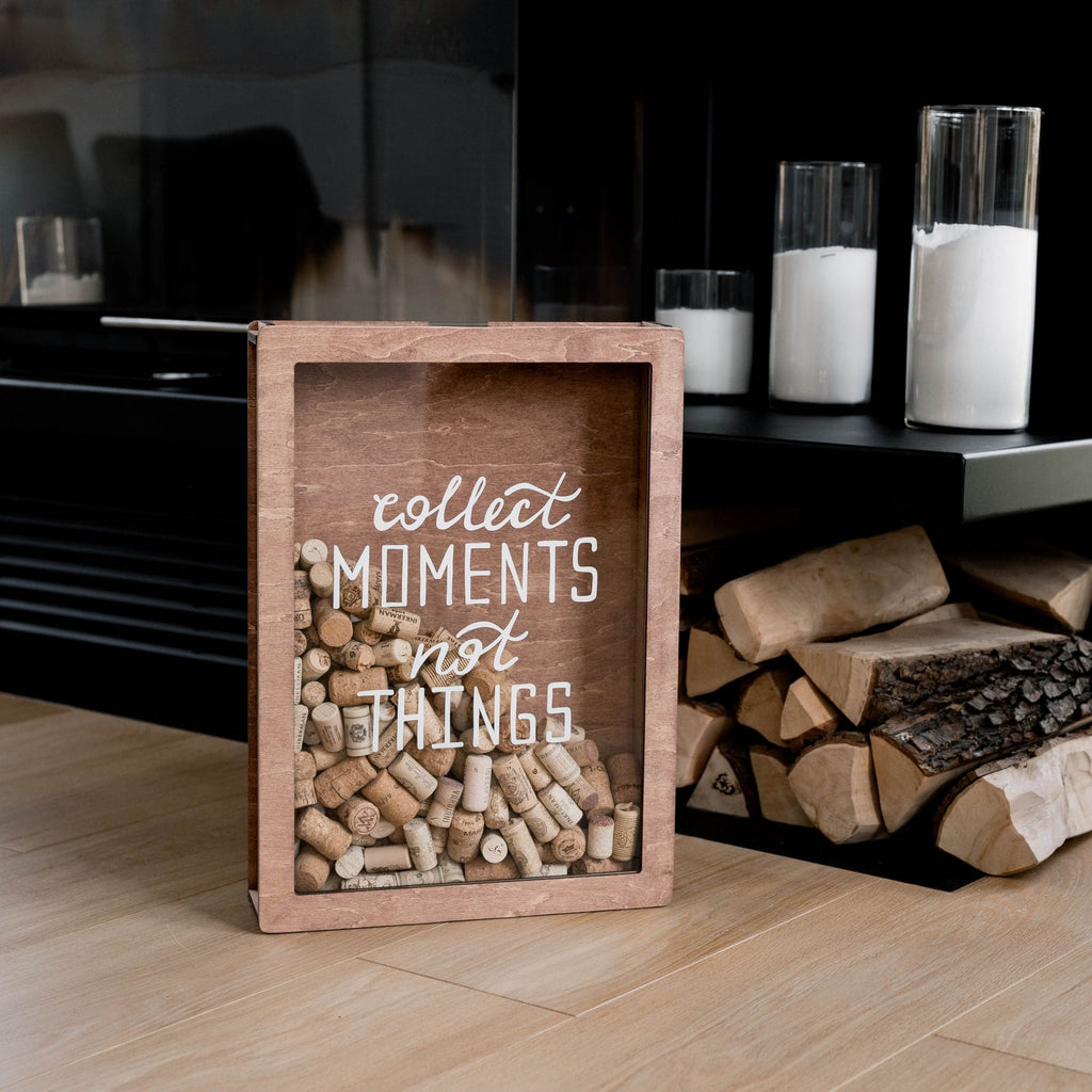 Collect Moments Not Things Wine Cork Box - Keepsake Shadow Box