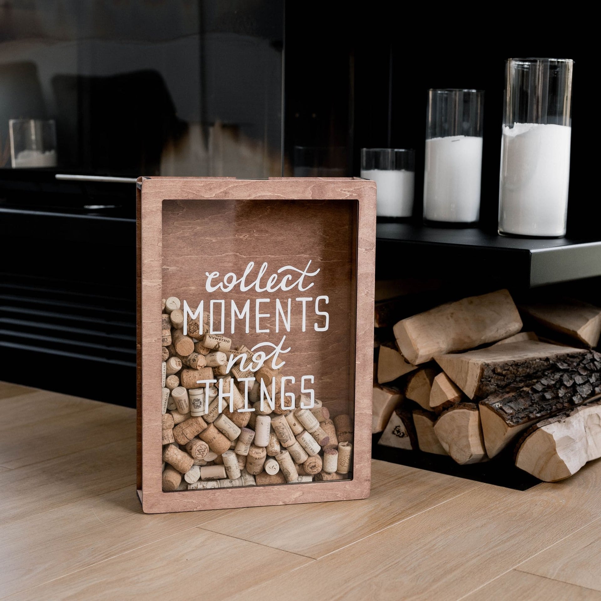 Collect Moments Not Things Wine Cork Box - Keepsake Shadow Box
