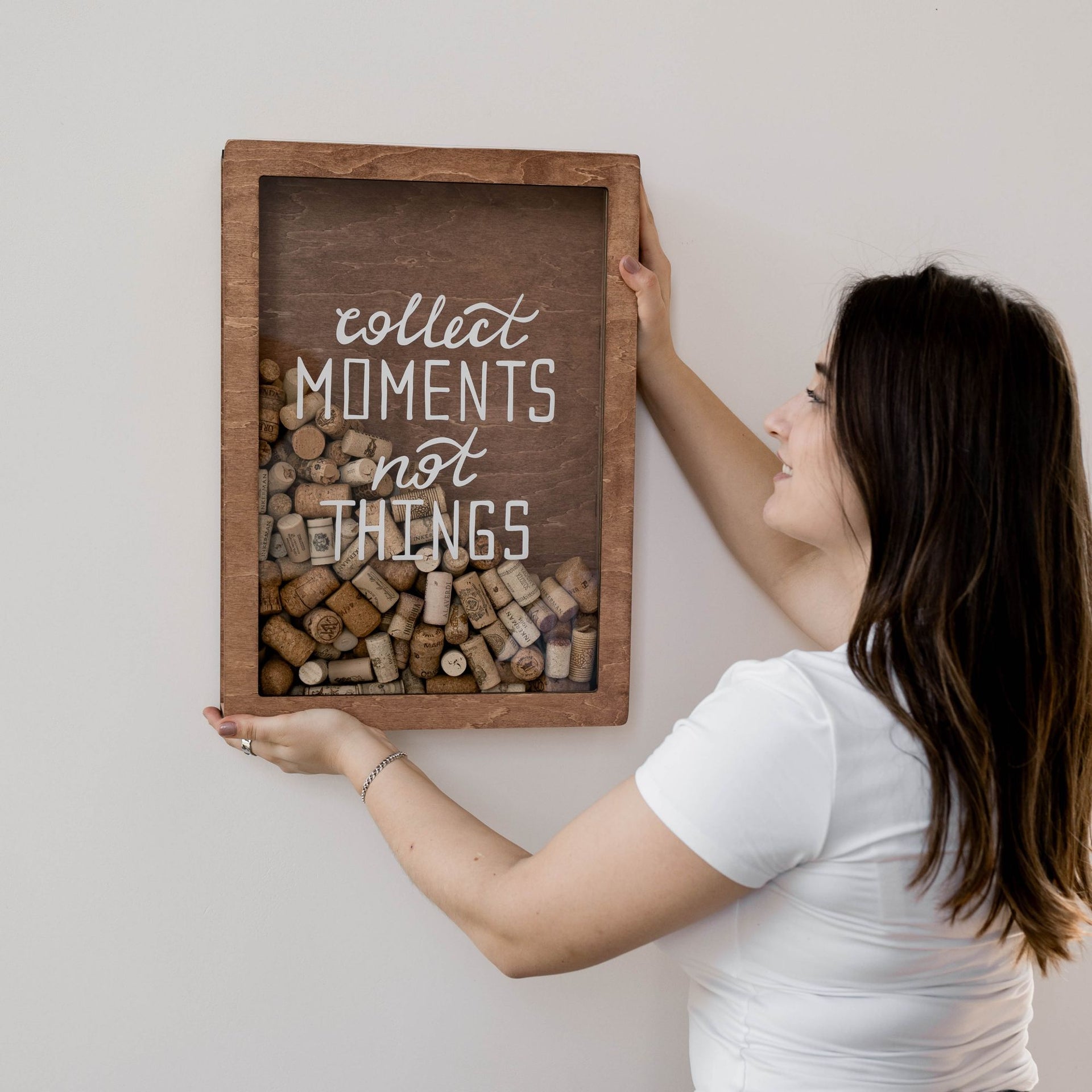 Collect Moments Not Things Wine Cork Box - Keepsake Shadow Box
