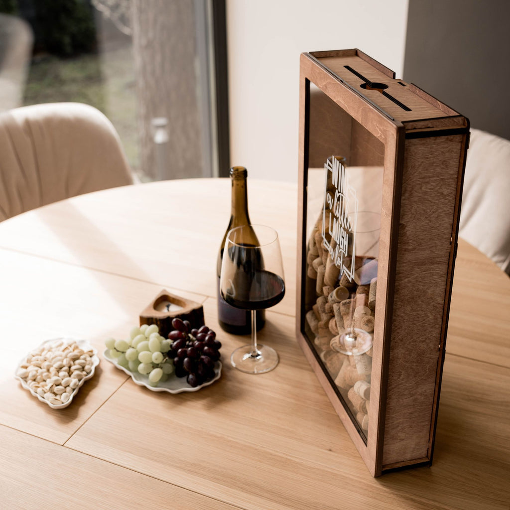 Wine Cork Keepsake Shadow Box - Good Wine Good Time Display Case