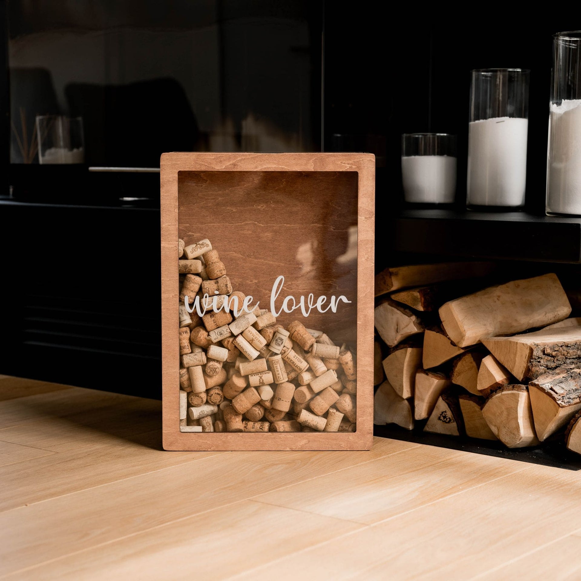 Wine Lover Wooden Cork Shadow Box - Keepsake Display Case