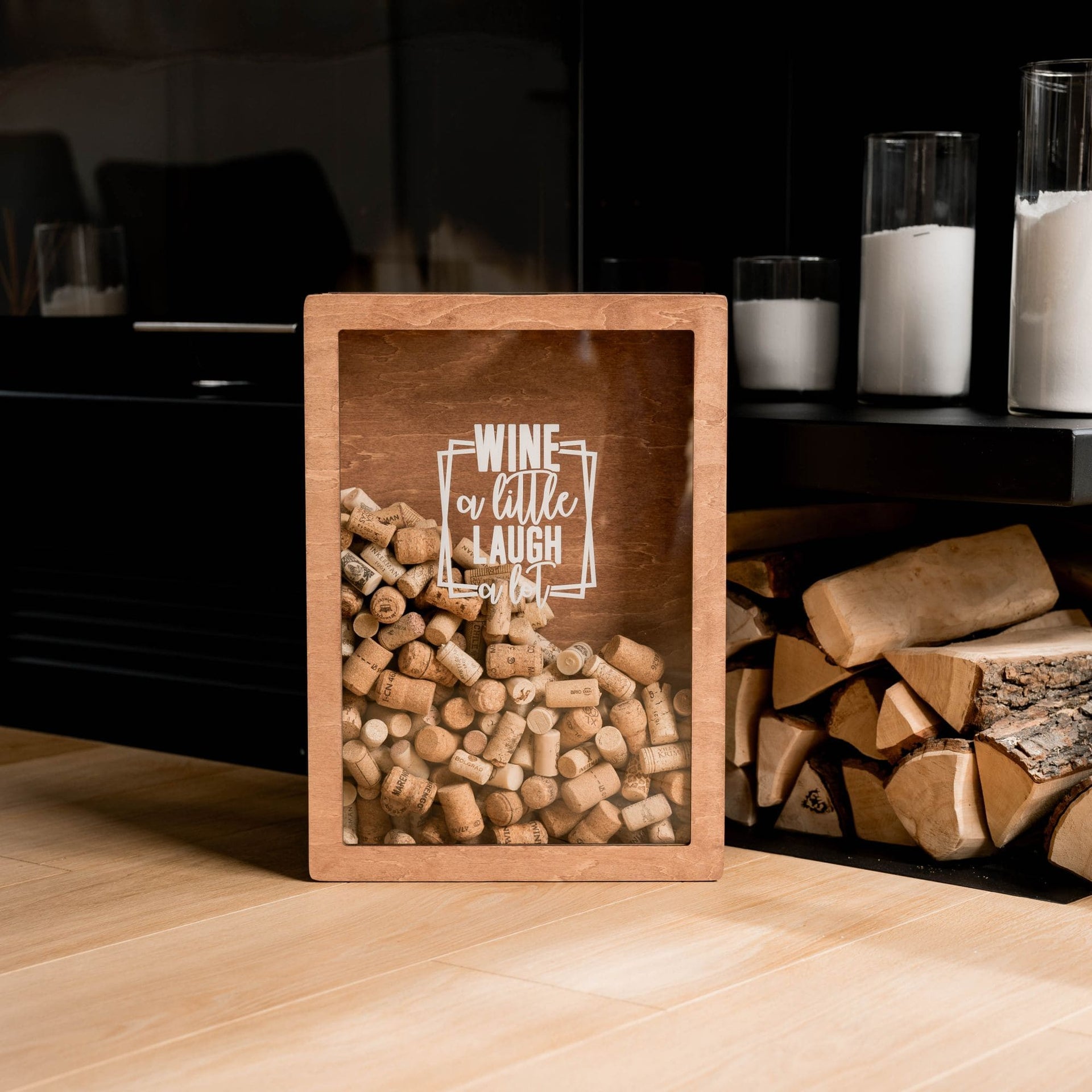 Wine a Little, Laugh a Lot Wooden Cork Storage Display Box