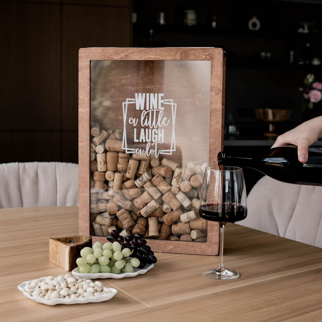 Wine a Little, Laugh a Lot wooden cork collector box