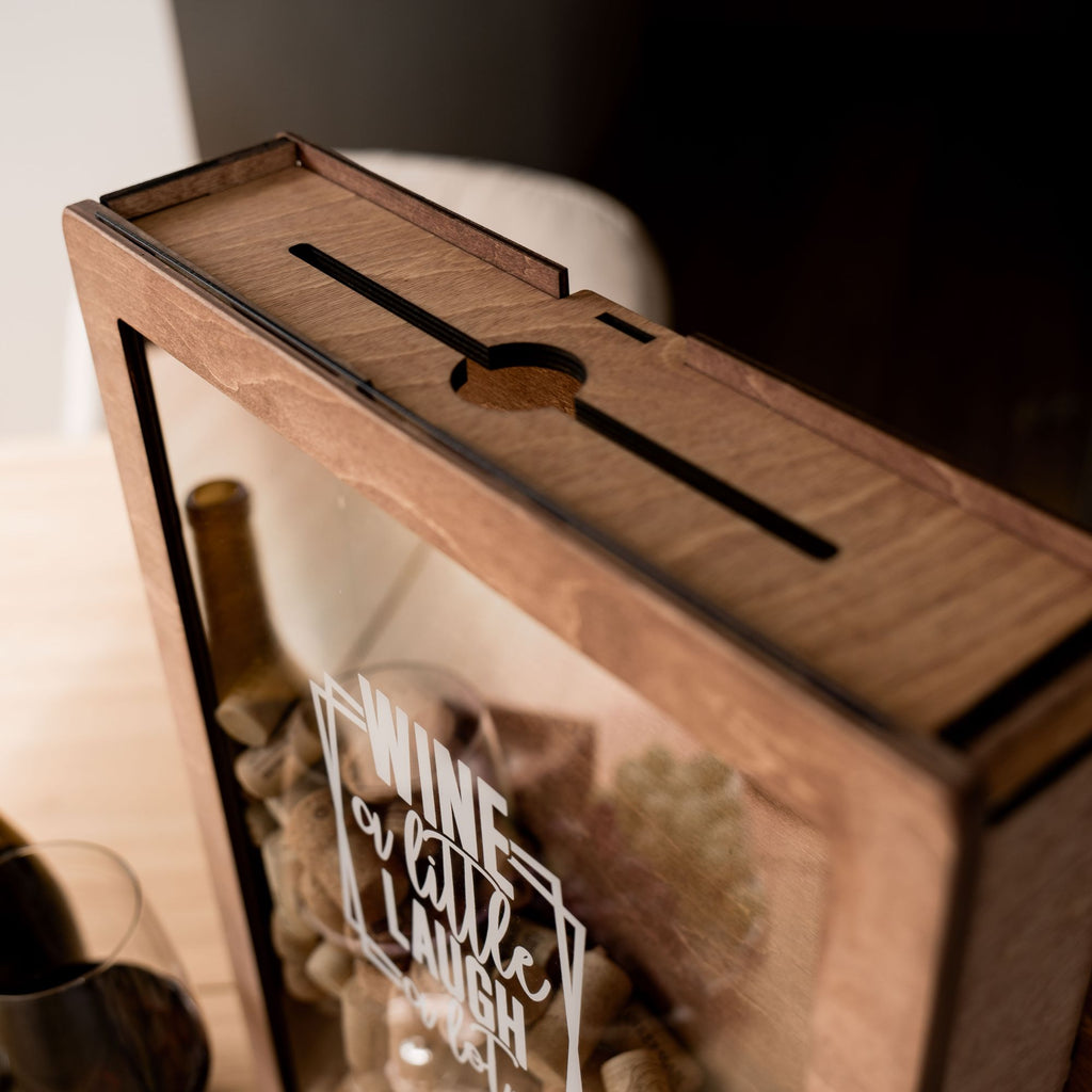 Wine a Little, Laugh a Lot Wooden Cork Storage Display Box