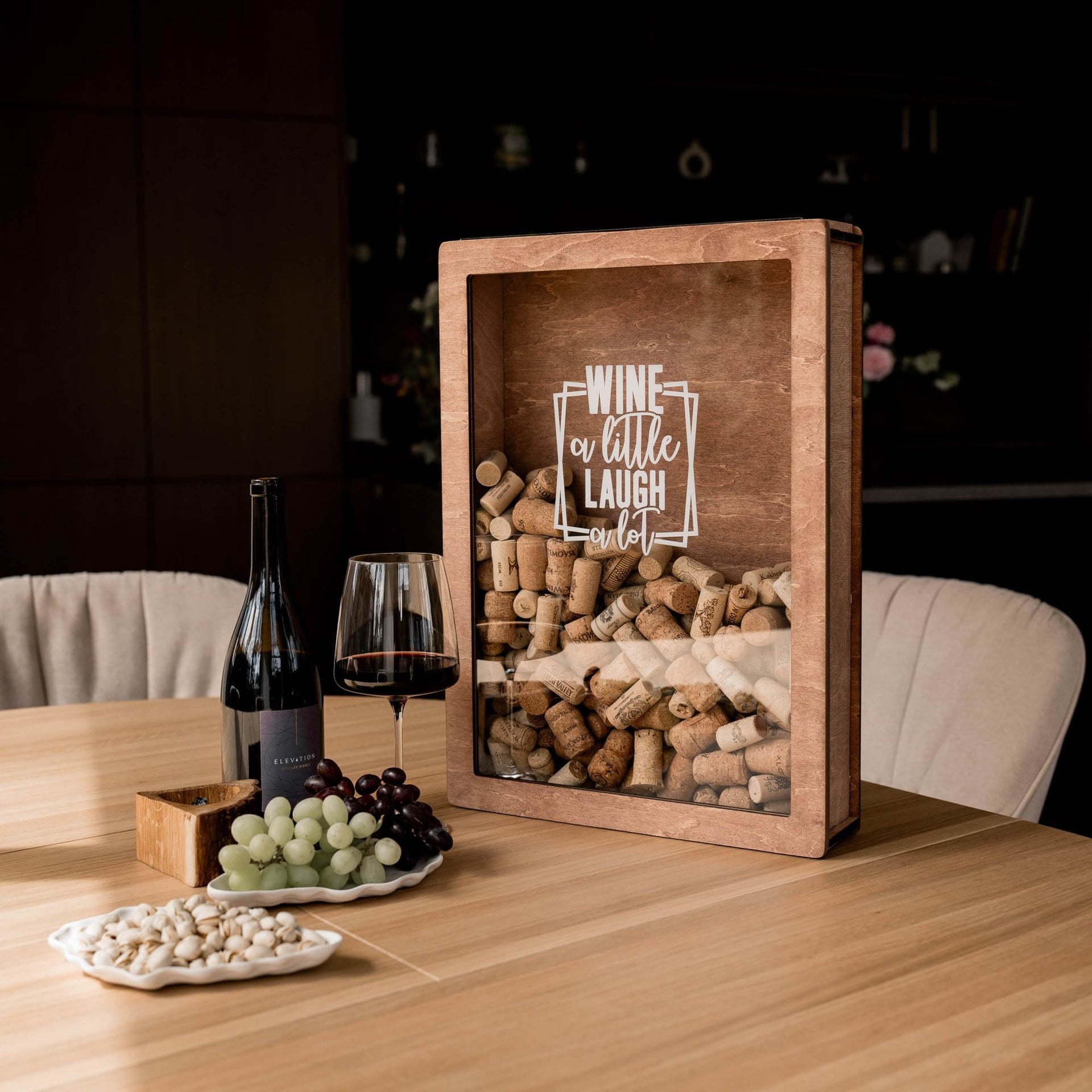 Wine a Little, Laugh a Lot Wooden Cork Storage Display Box
