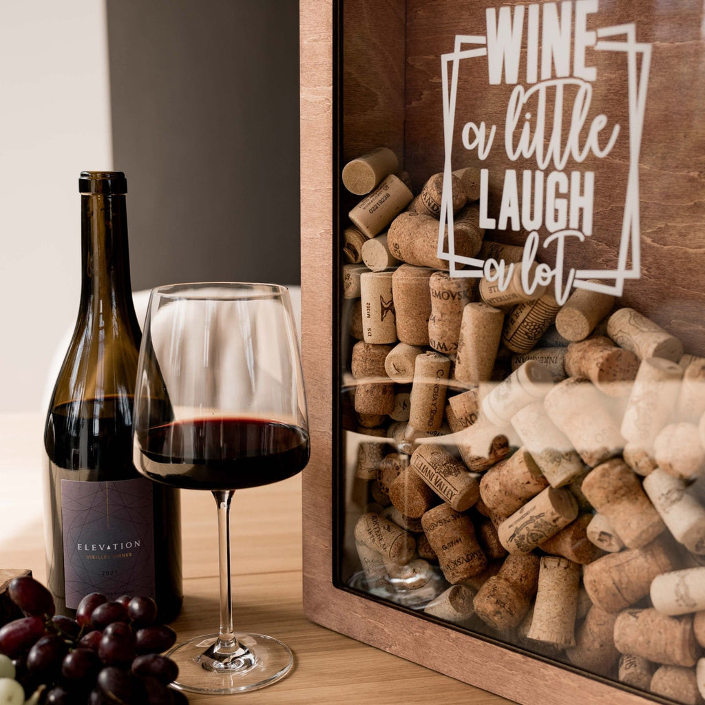 Wine a Little, Laugh a Lot Wooden Cork Storage Display Box