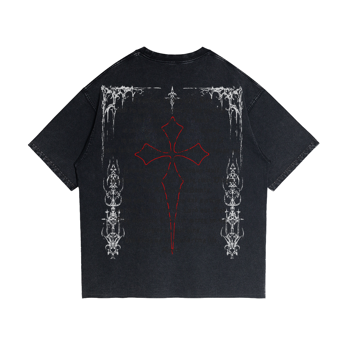 Fallen Angel Graphic Streetwear Tee in Faded Black Heavyweight - Image 2