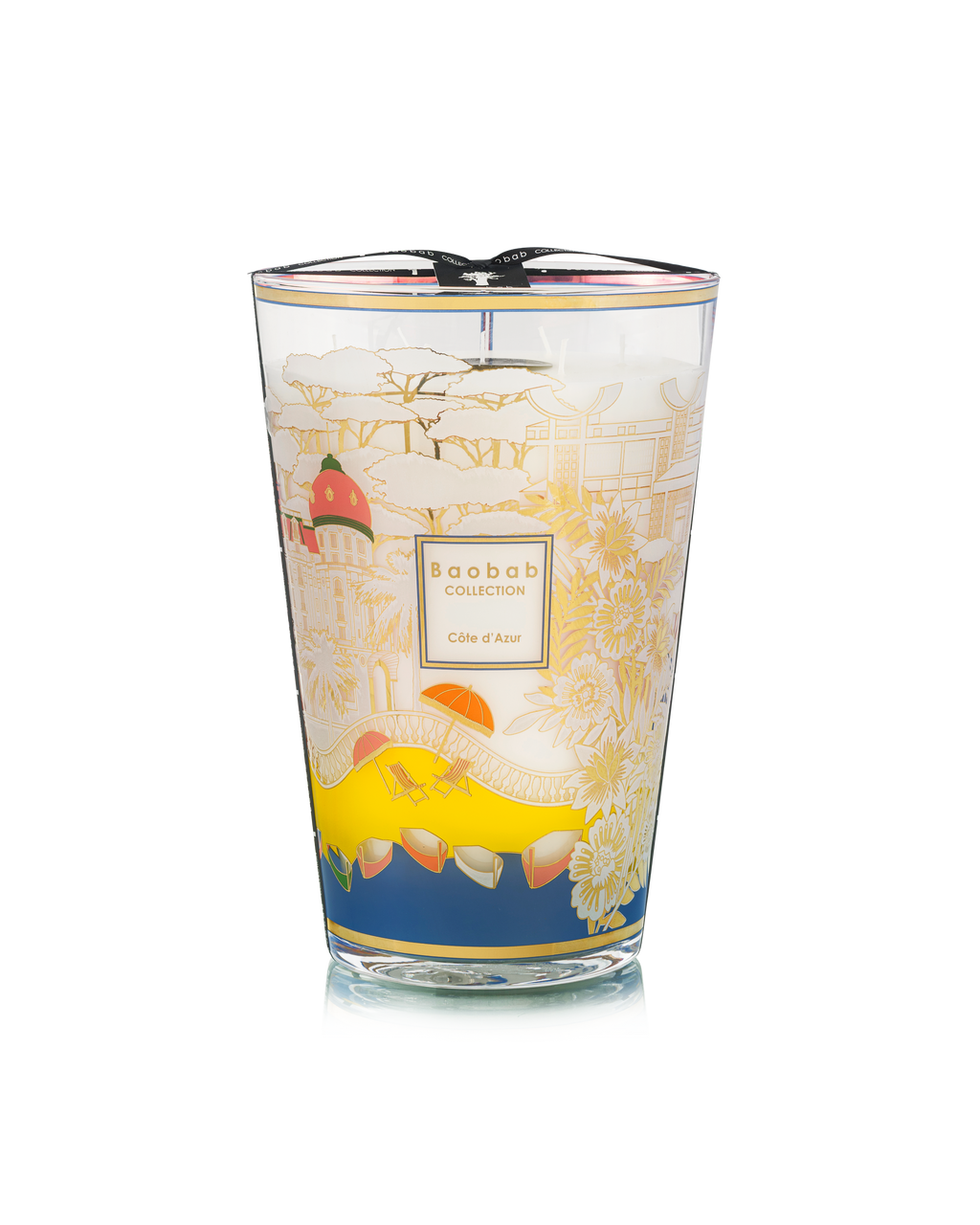 Baobab Collection Côte d'Azur Max 35 candle featuring screen-printed architectural designs.
