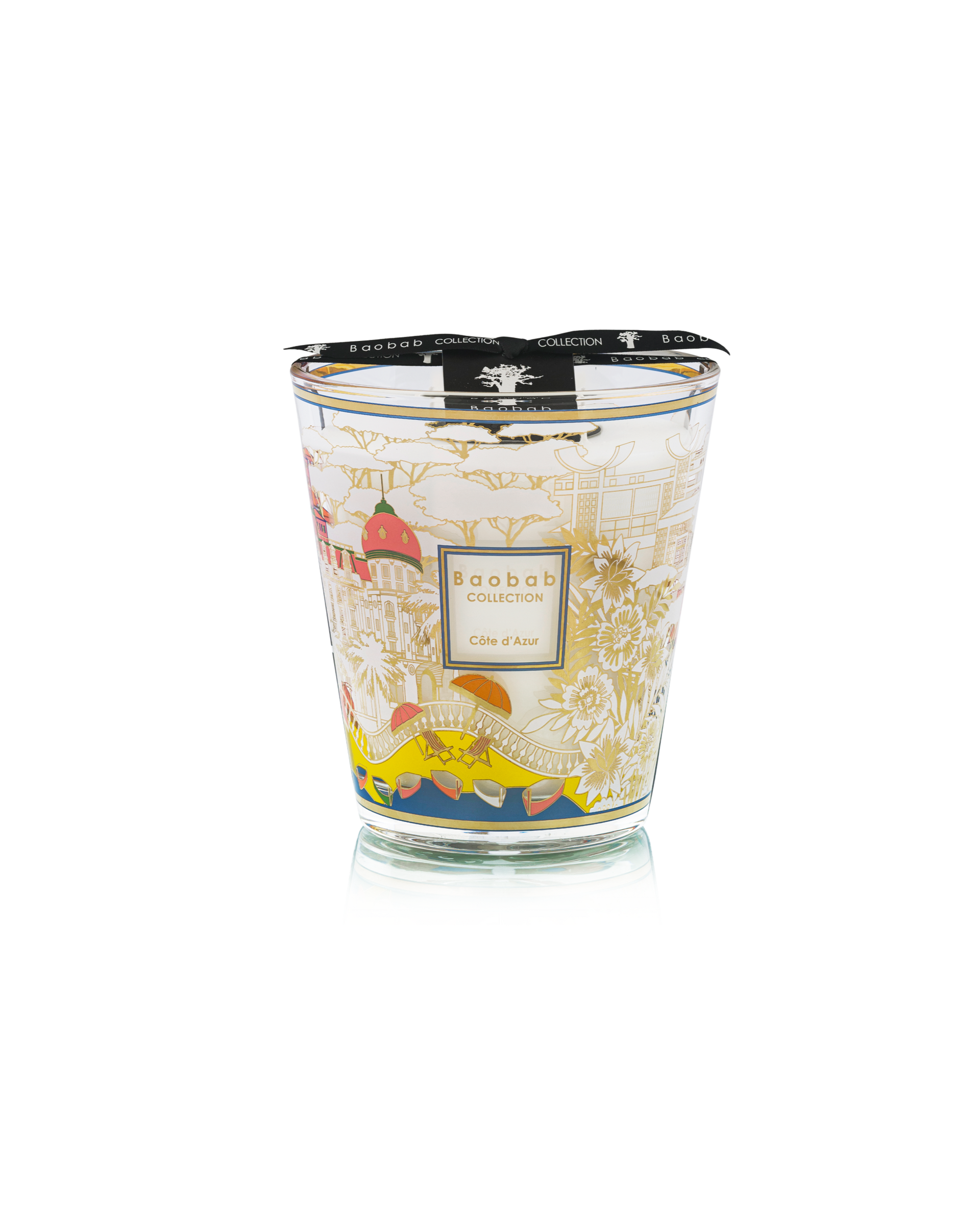 Baobab Collection Côte d'Azur Max 16 scented candle with architectural screen-printed glass design