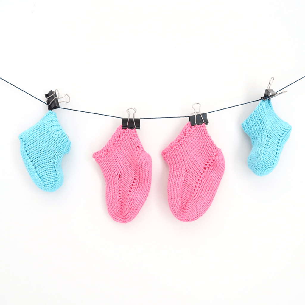 Cotton Candy Baby Booties Knitting Kit - Blue & White DIY Set
