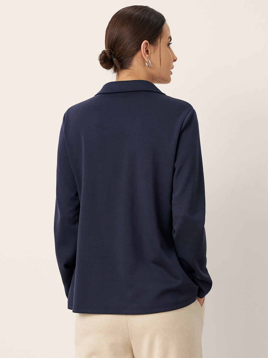 Notched Pleat Long-Sleeve Top JUNE