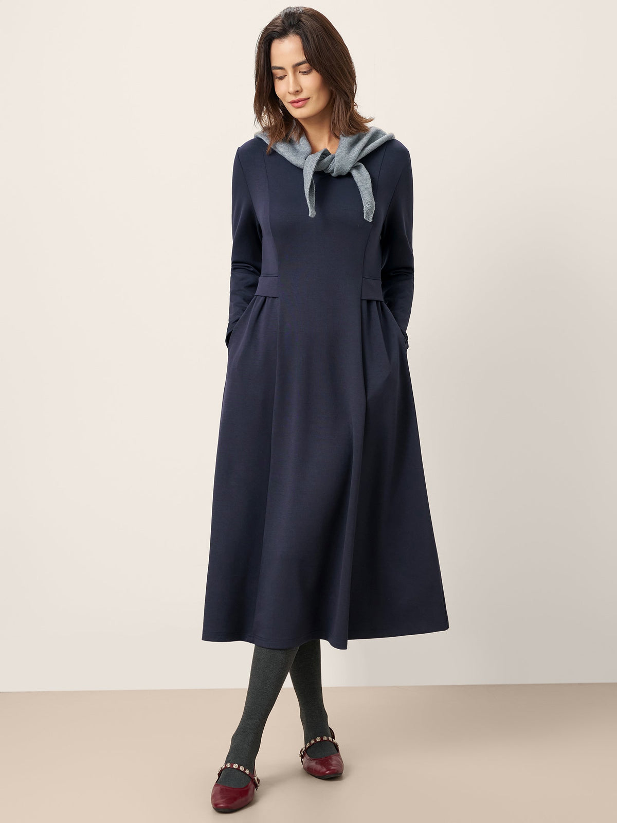 Pleated Waist Midi Dress BEATRICE