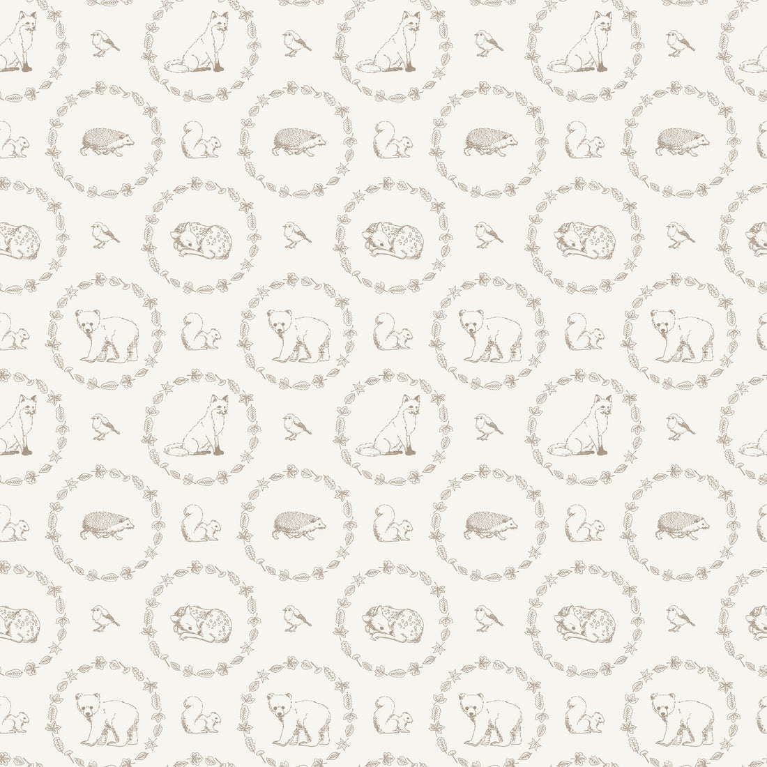 Covey Woodland Wallpaper in Sage Green and Cream for Nursery