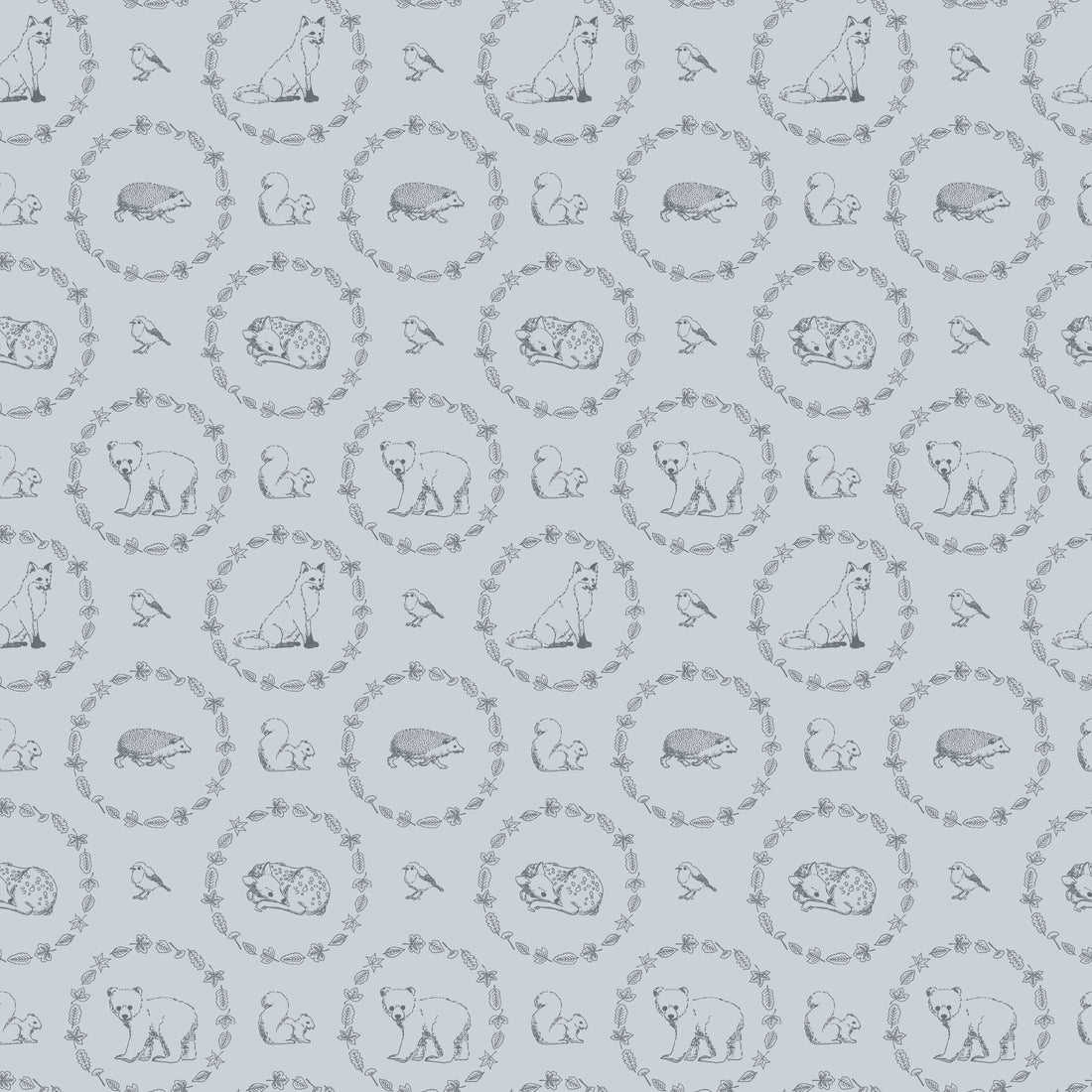 Covey Woodland Wallpaper in Sage Green and Cream for Nursery