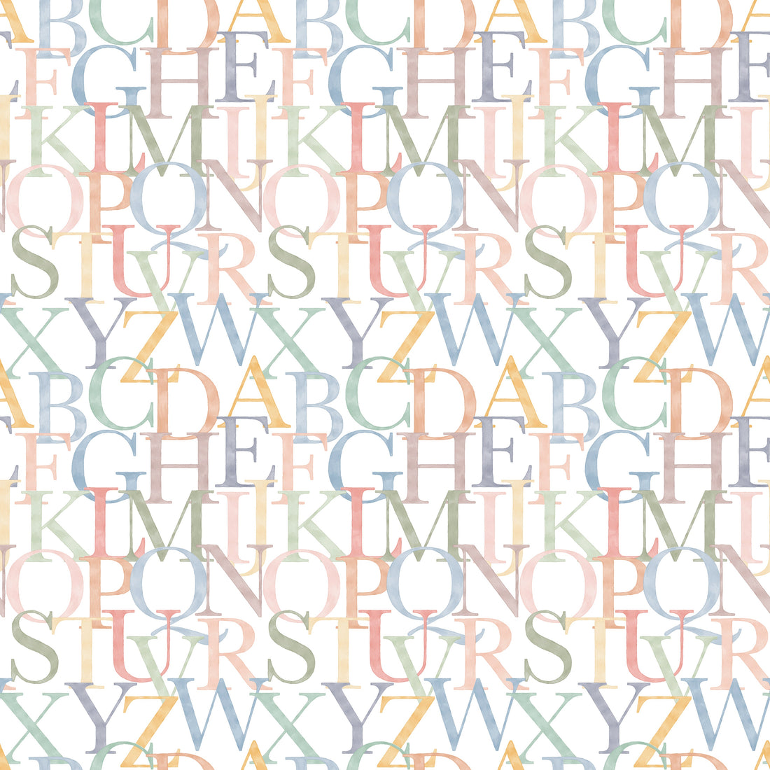 Coy Educational Nursery Wallpaper in White and Dark-Blue