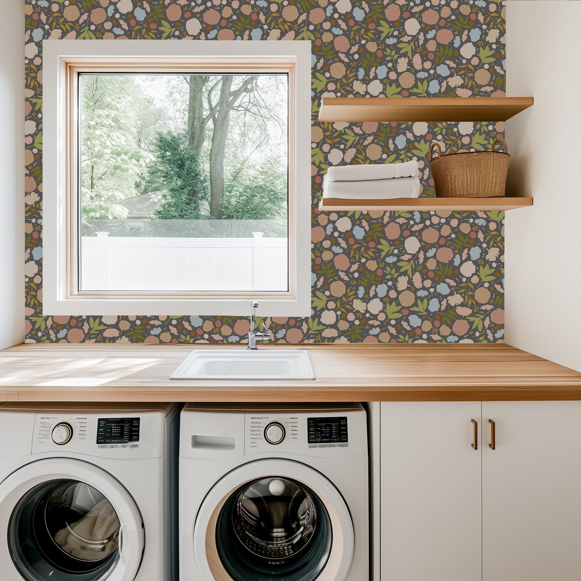 Brea Minimalist Floral Removable Wallpaper - Terracotta & Pink