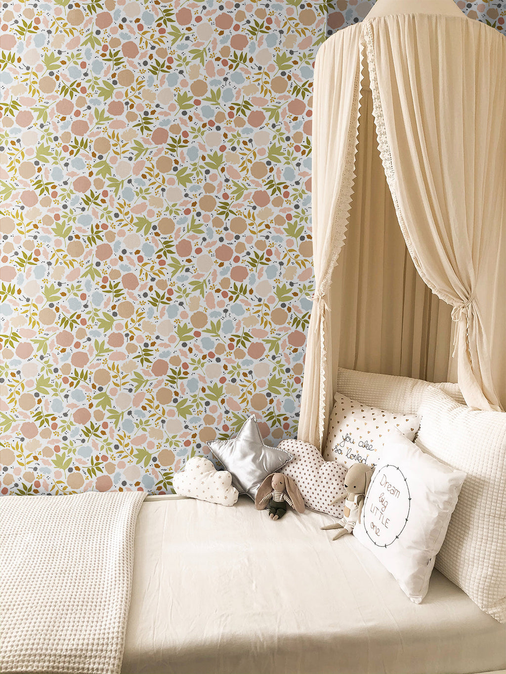 Brea Minimalist Floral Removable Wallpaper - Terracotta & Pink