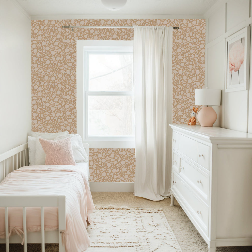 Brea Minimalist Floral Removable Wallpaper - Terracotta & Pink