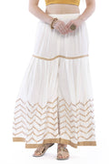Girls Off-White Cotton Gota Print Sharara - Traditional Ethnic Wear