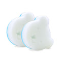 White and blue cradle cap replacement sponge for sensitive baby skin care