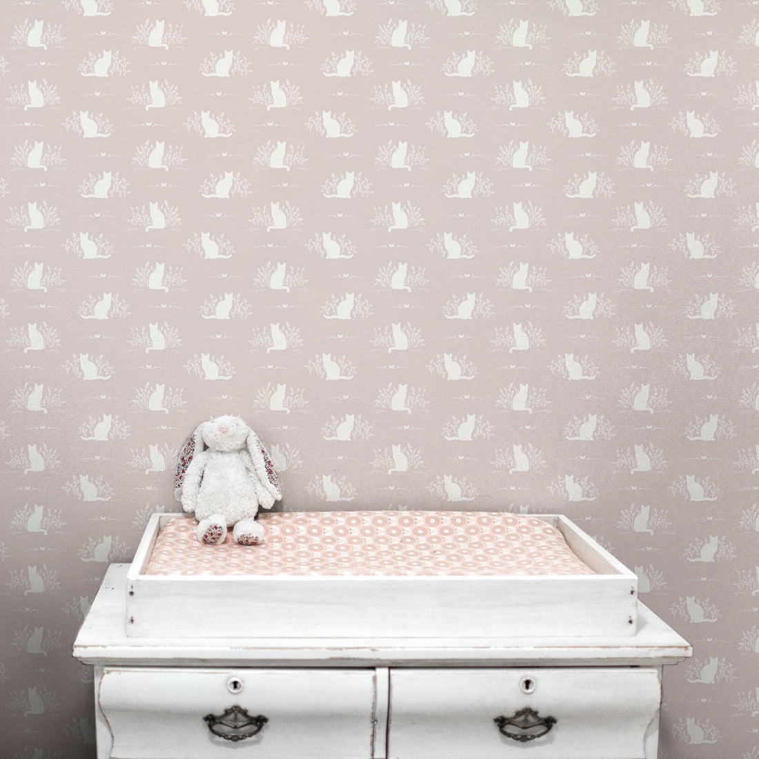 Berlioz Grey and White Whimsical Minimalist Wallpaper