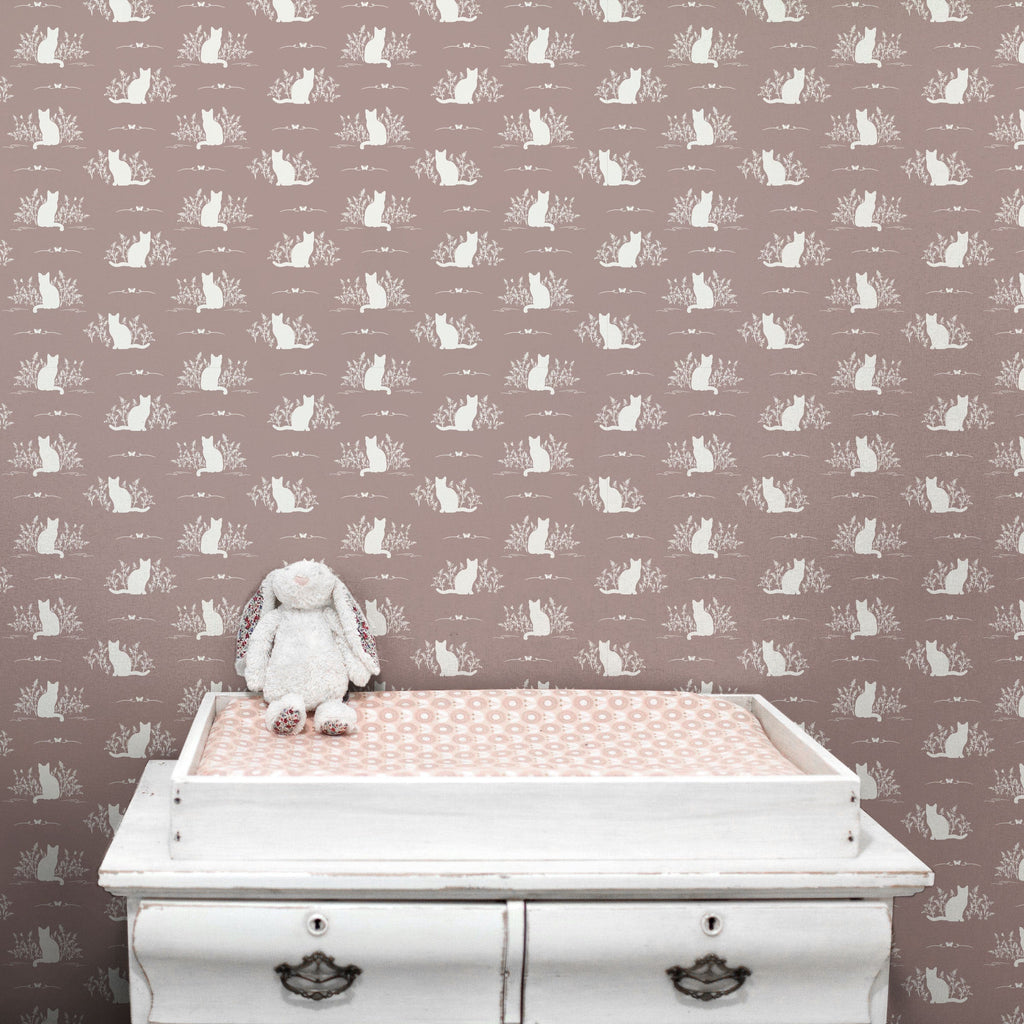 Berlioz Grey and White Whimsical Minimalist Wallpaper