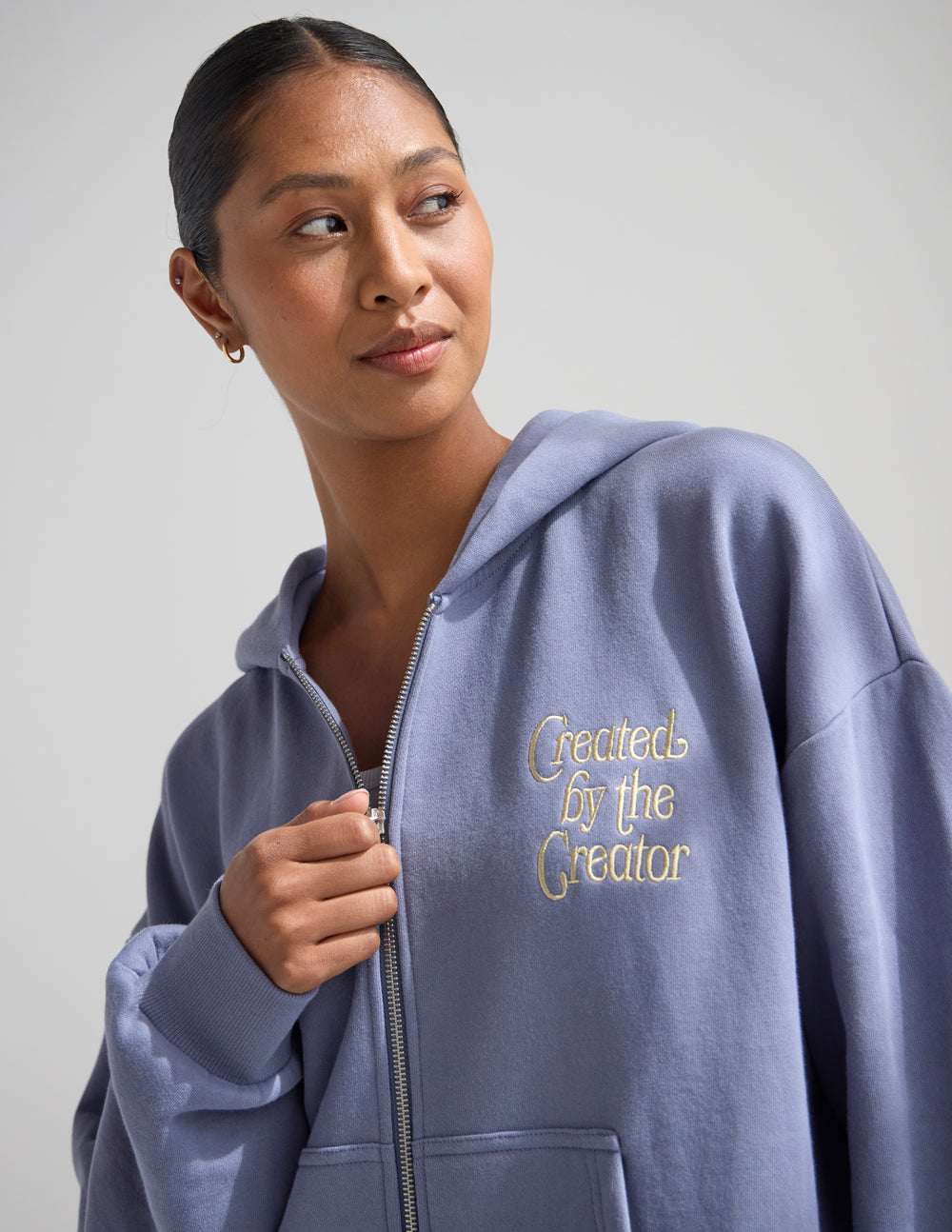 Plum Full-Zip Hoodie Relaxed Fit Cotton Essential