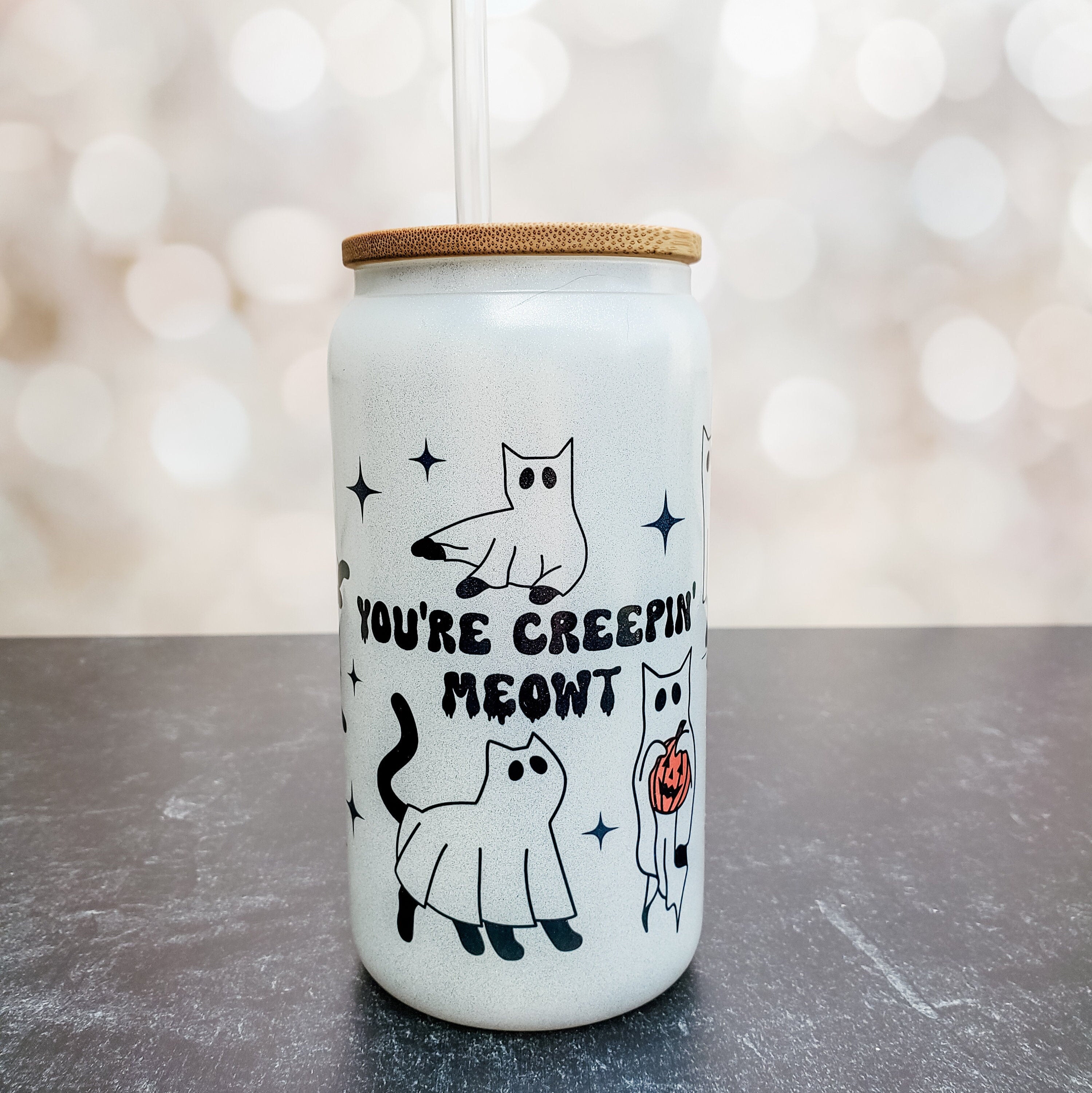Creepy Ghost Cat Halloween Cup