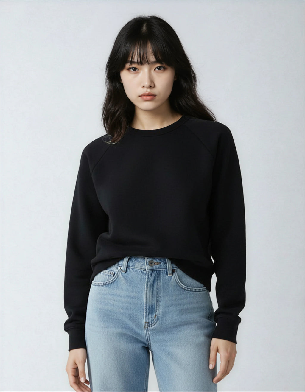 Midweight Crew Neck Fleece Sweatshirt in Charcoal Grey - Image 6