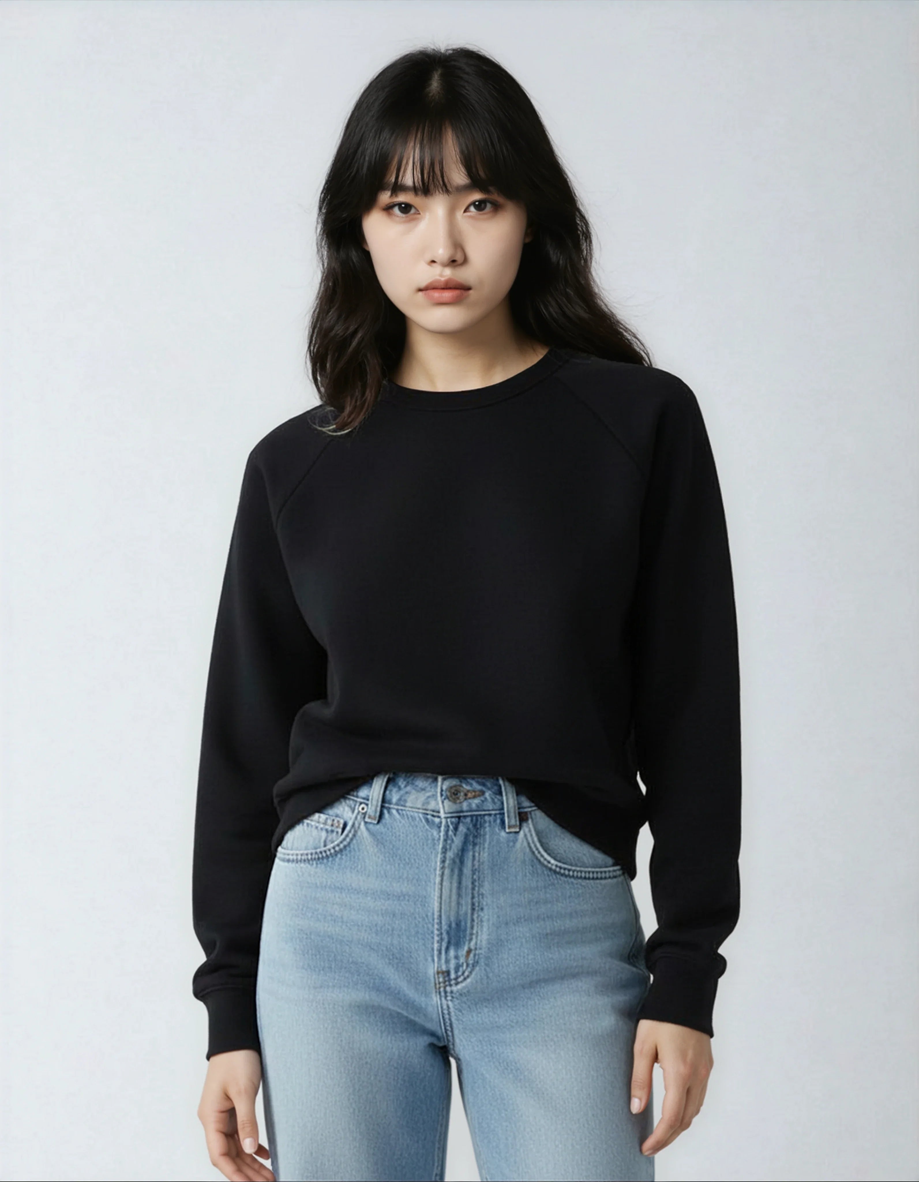 Midweight Crew Neck Fleece Sweatshirt in Charcoal Grey - Image 6