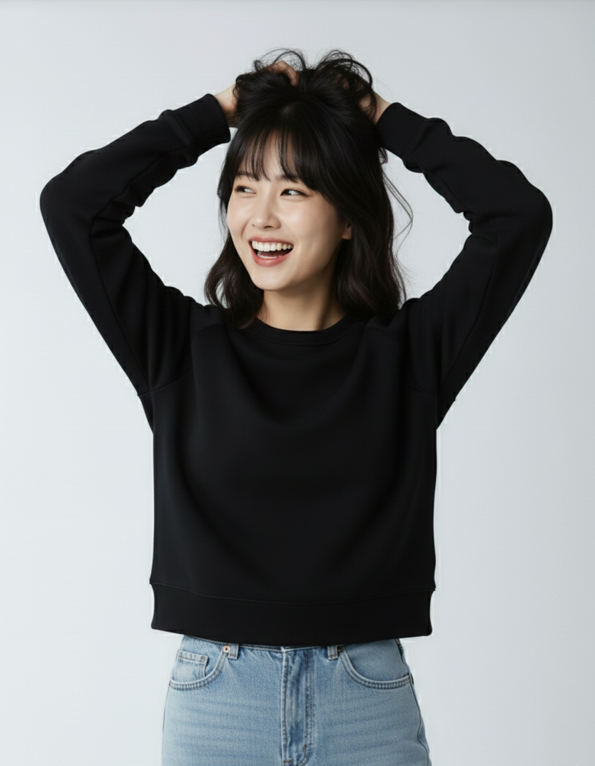 Midweight Crew Neck Fleece Sweatshirt in Charcoal Grey - Image 8