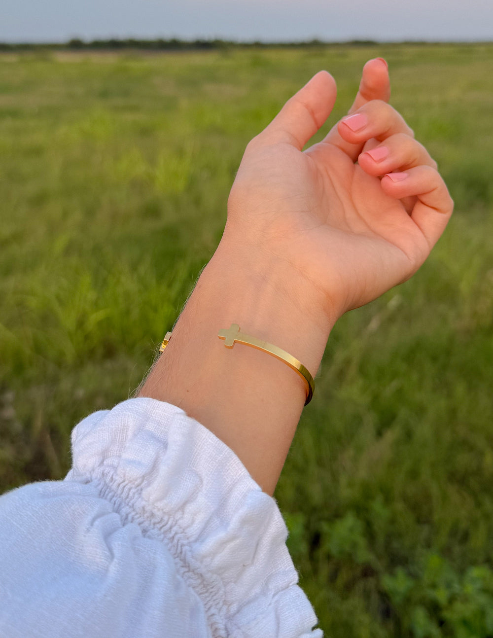 Gold Cross Cuff Bracelet