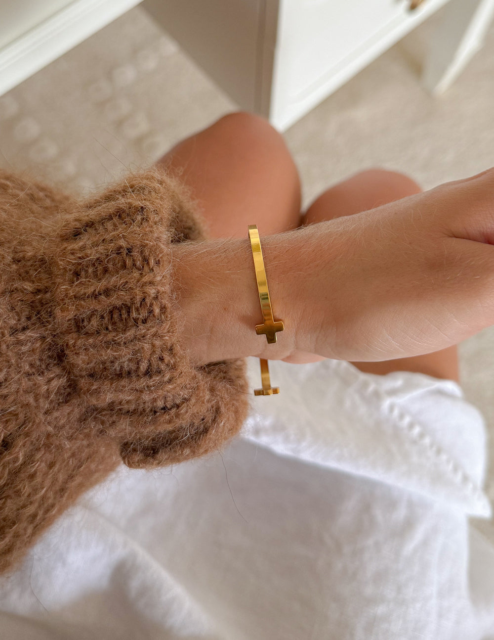 Gold Cross Cuff Bracelet