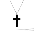 Large minimalist cross pendant featuring black onyx stone set in 925 sterling silver