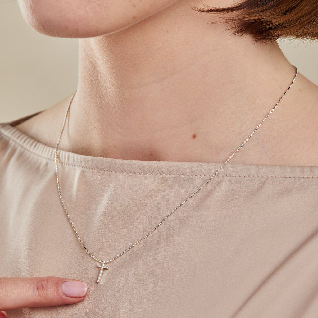 Dainty Sterling Silver or 14k Gold Vermeil Cross Necklace