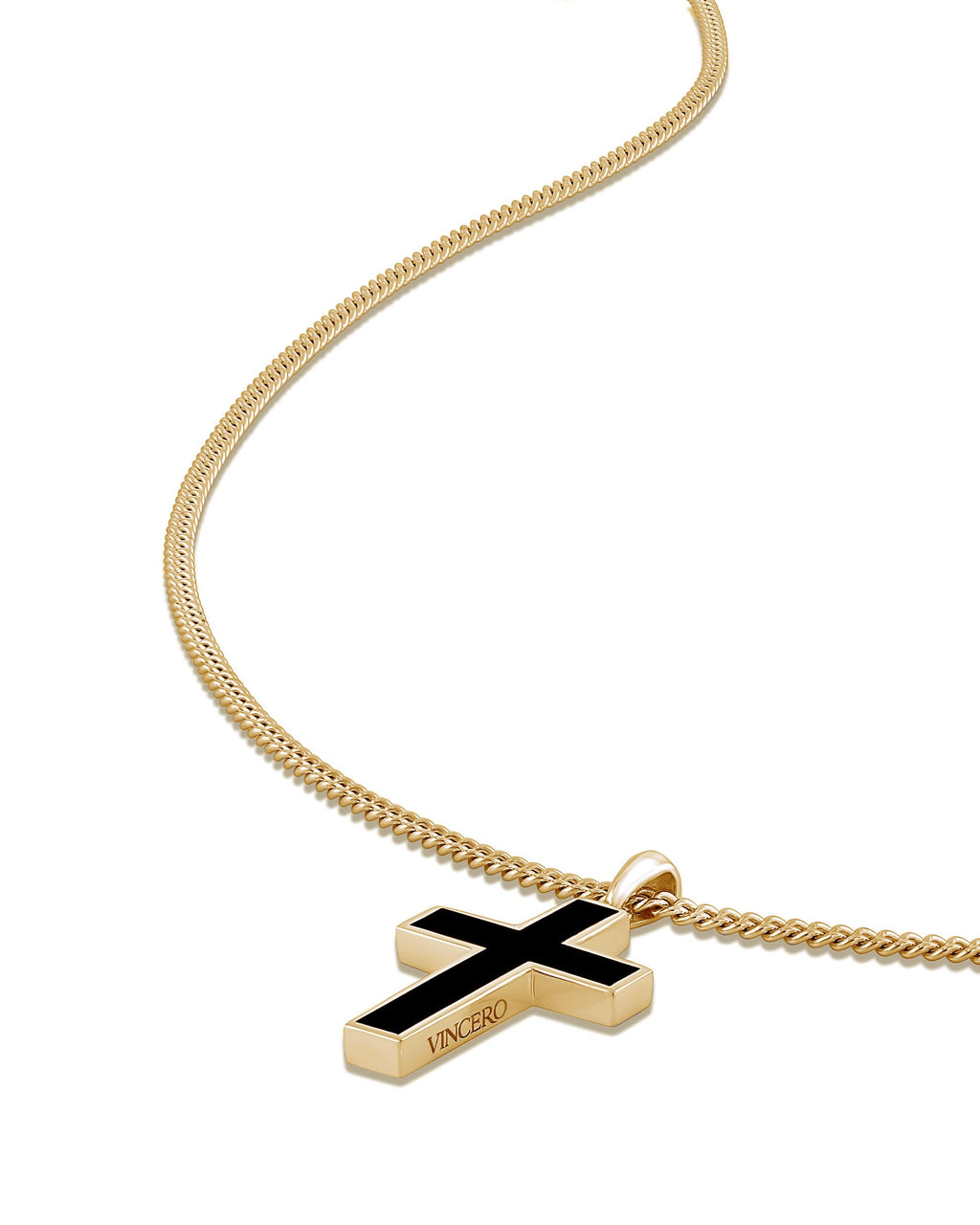 Gold Plated 925 Sterling Silver Cross Pendant and Box Chain