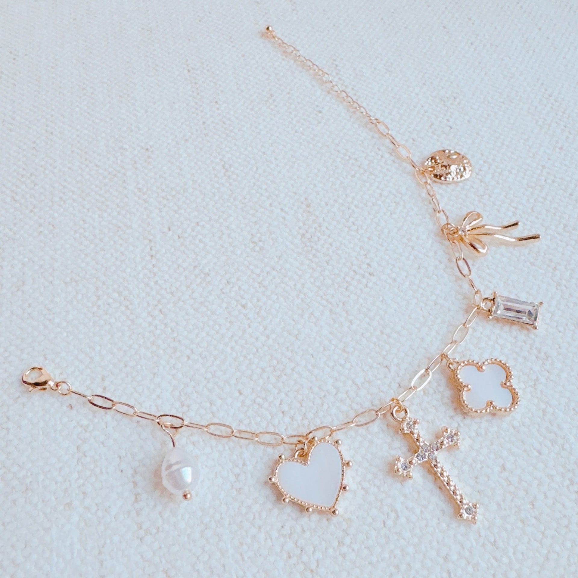 Cross Clover Multi Charm Bracelet