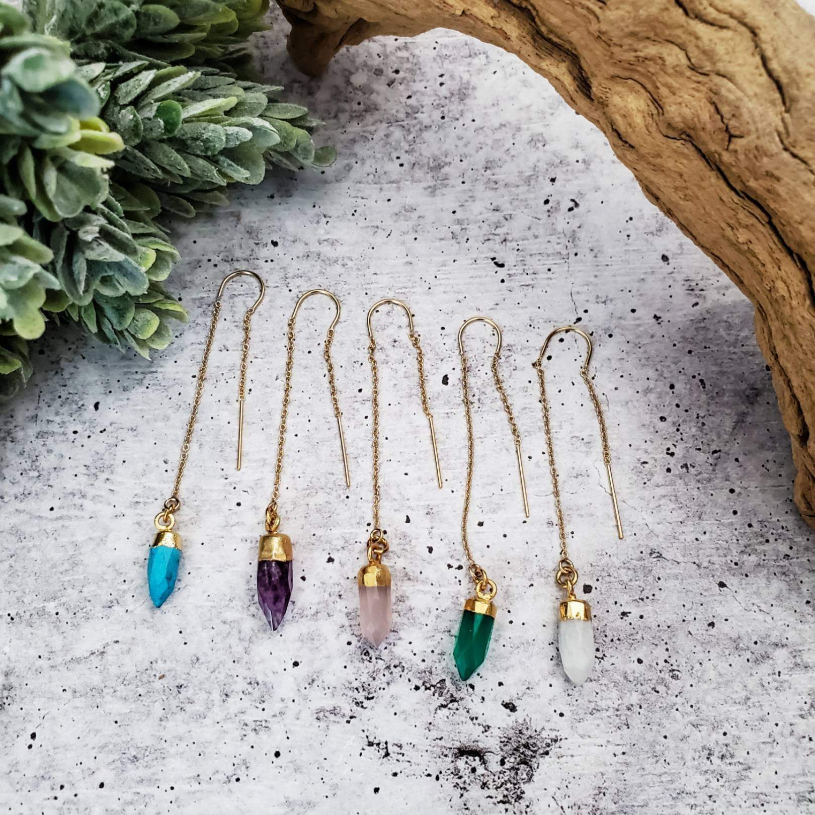 Crystal Threader Long Dangle Statement Earrings