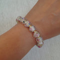 Vintage Rose Glass Bead Stretch Bracelet – Elegant, Stackable & Versatile