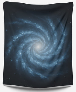 Crystal Spiral Galaxy Tapestry featuring a blue and silver nebula design on a wall