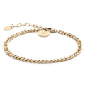 A polished gold-plated Cuban link chain bracelet made from sterling silver.