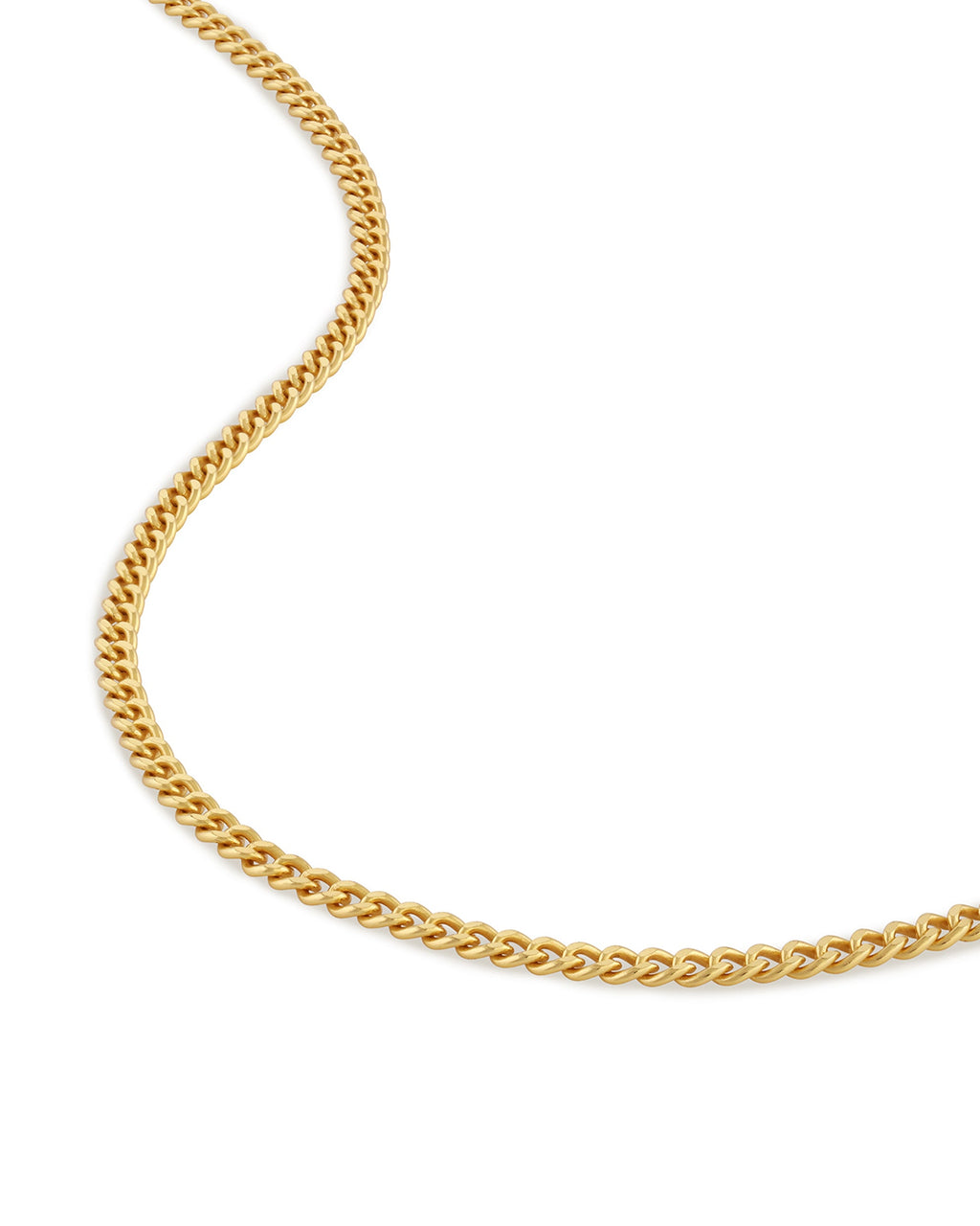 3MM Curb Chain Necklace, 14K Gold Plated Sterling Silver