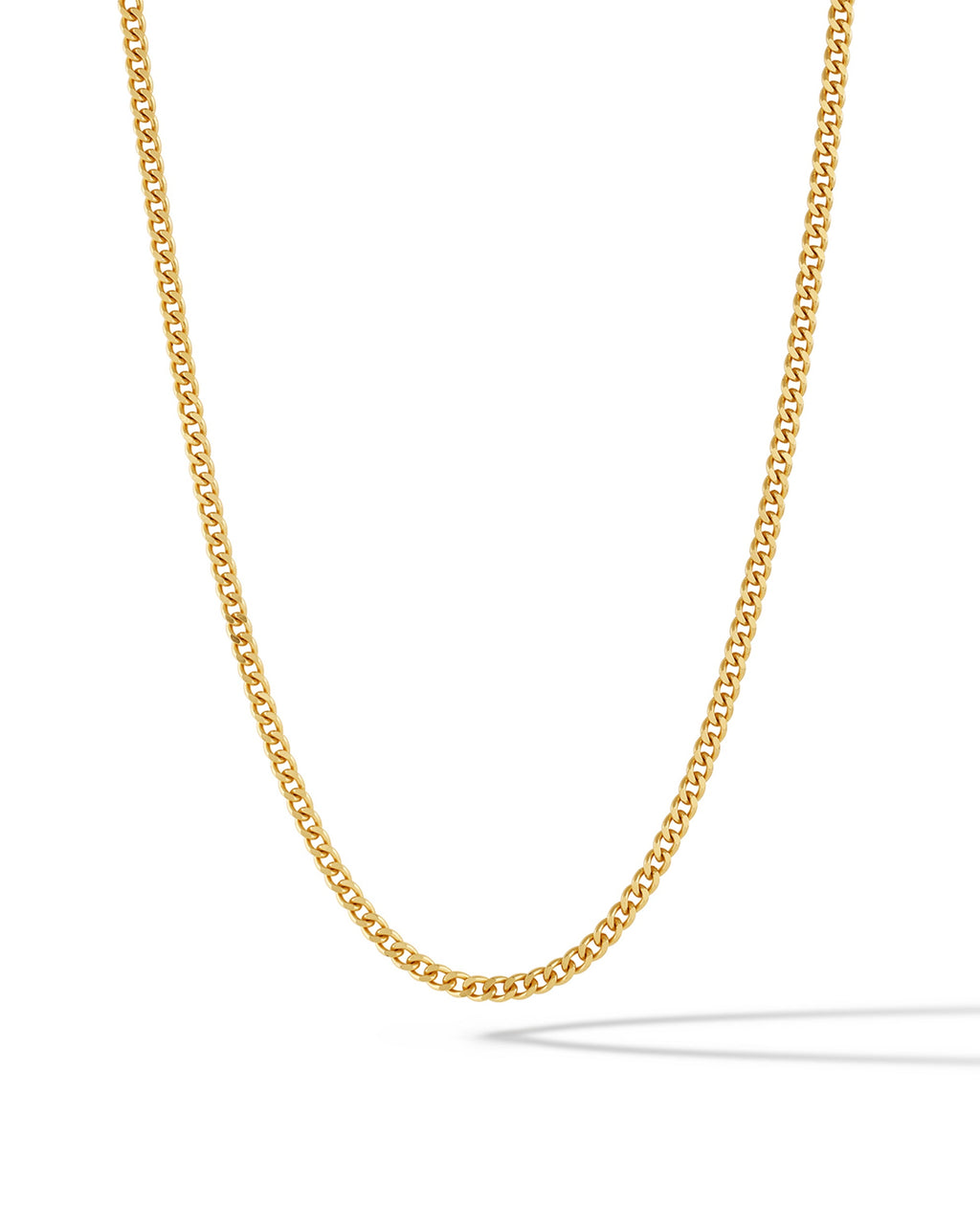 3MM Curb Chain Necklace, 14K Gold Plated Sterling Silver