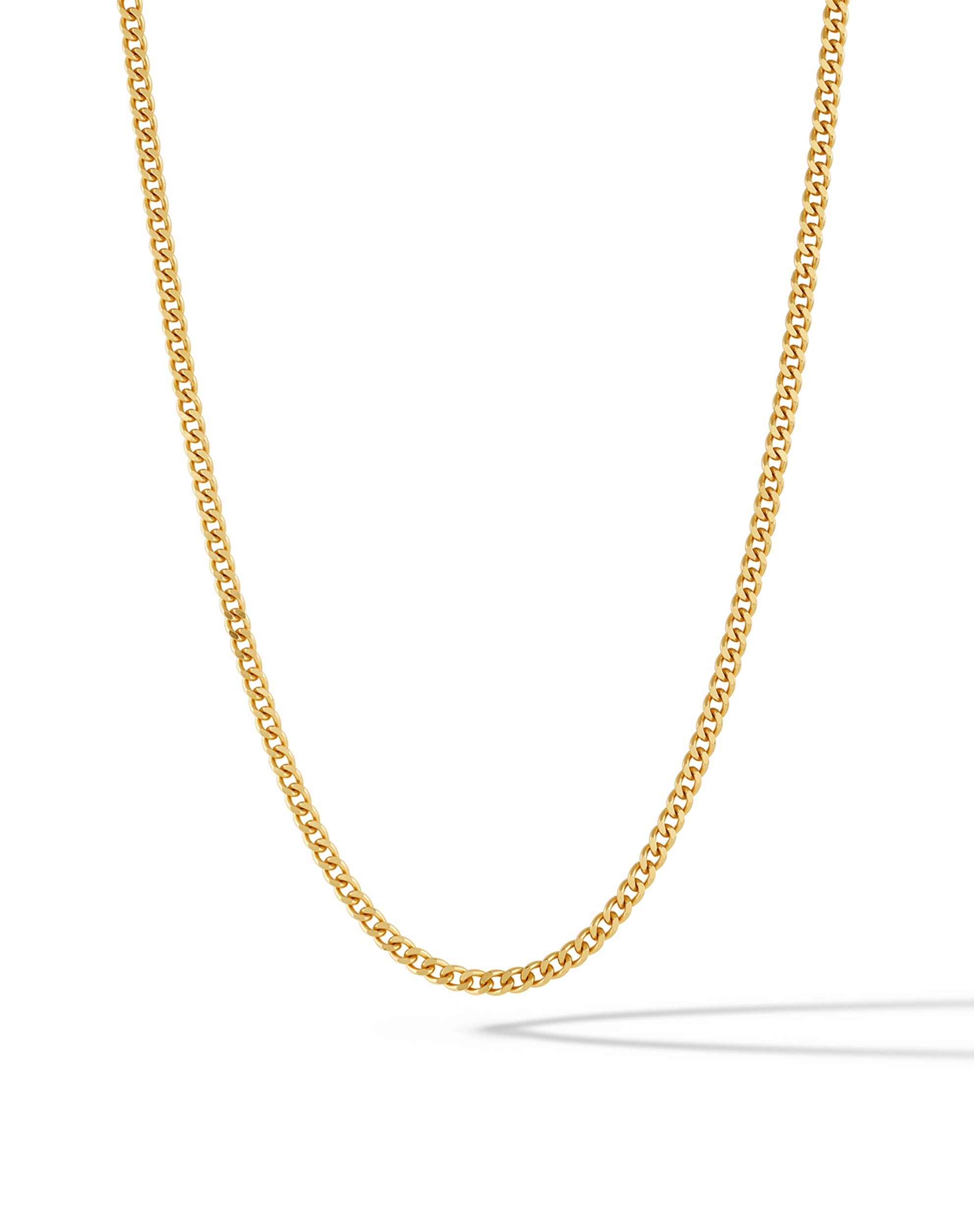3MM Curb Chain Necklace, 14K Gold Plated Sterling Silver
