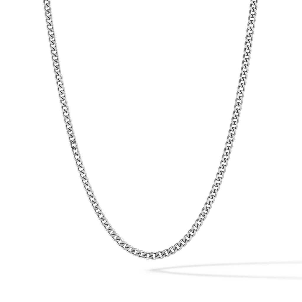 3mm curb chain necklace in oxidized 925 sterling silver, 22-inch length with parrot clasp