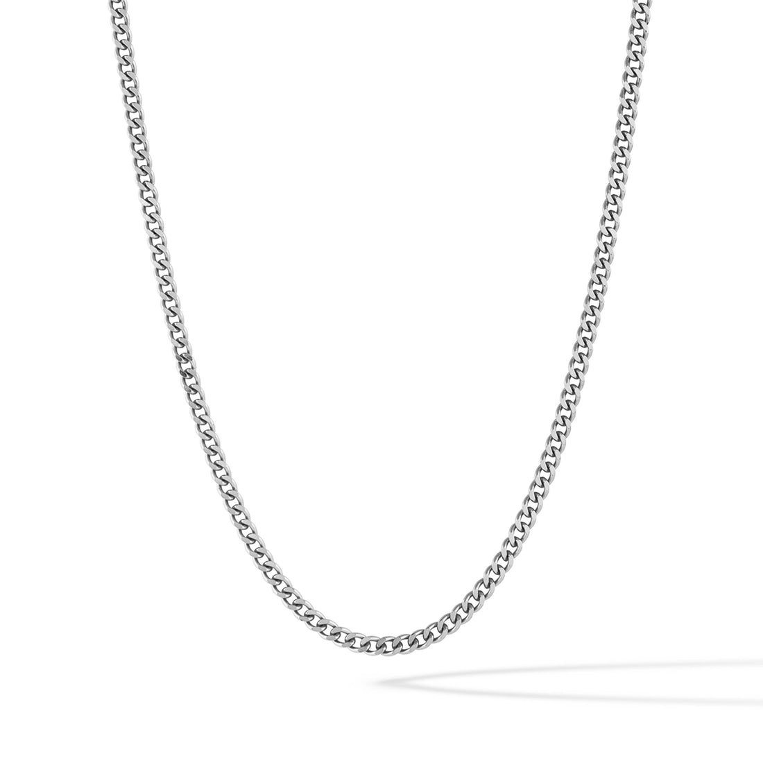 3mm curb chain necklace in oxidized 925 sterling silver, 22-inch length with parrot clasp