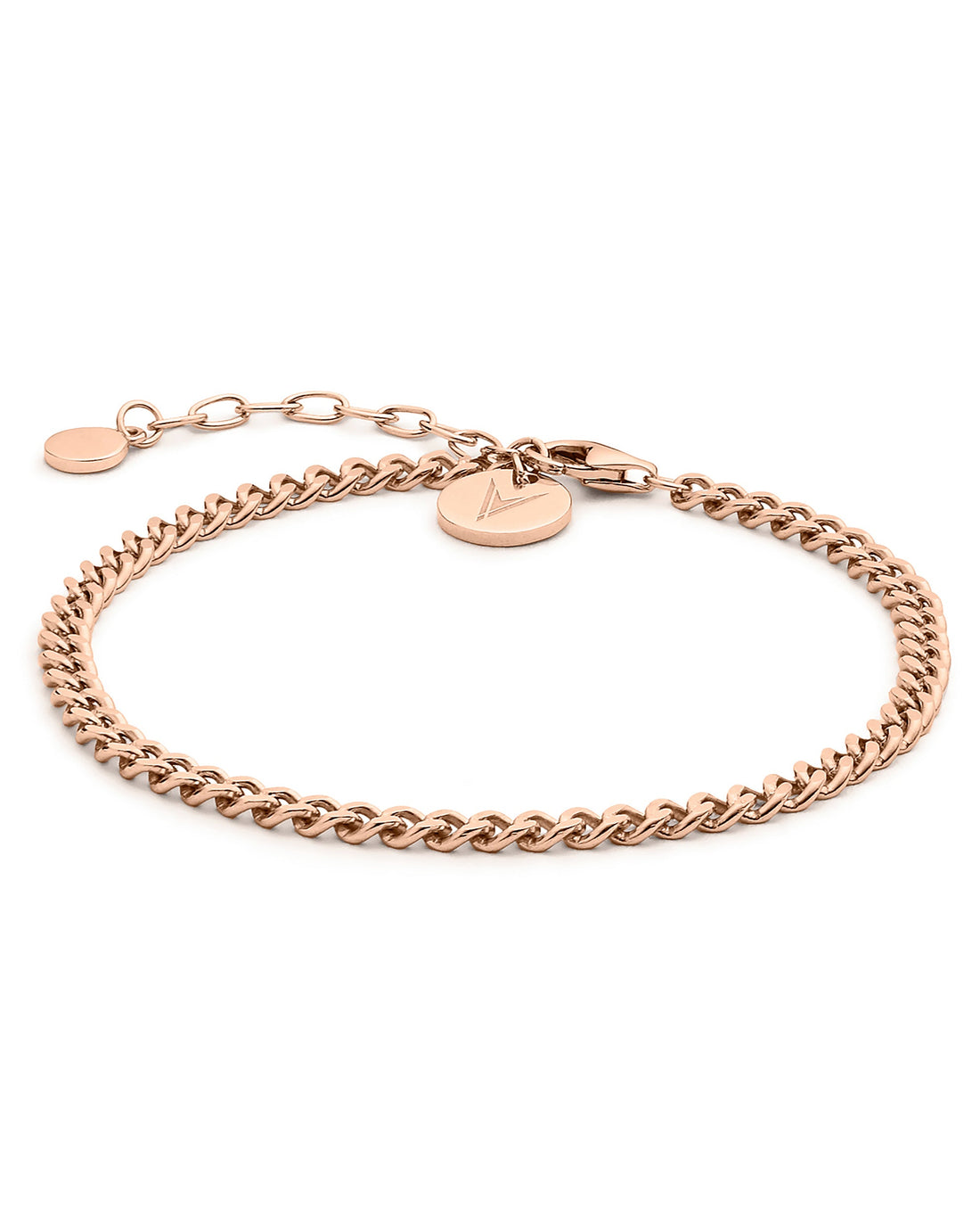 Cuban Link Bracelet in Polished Rose Gold - Adjustable Fit