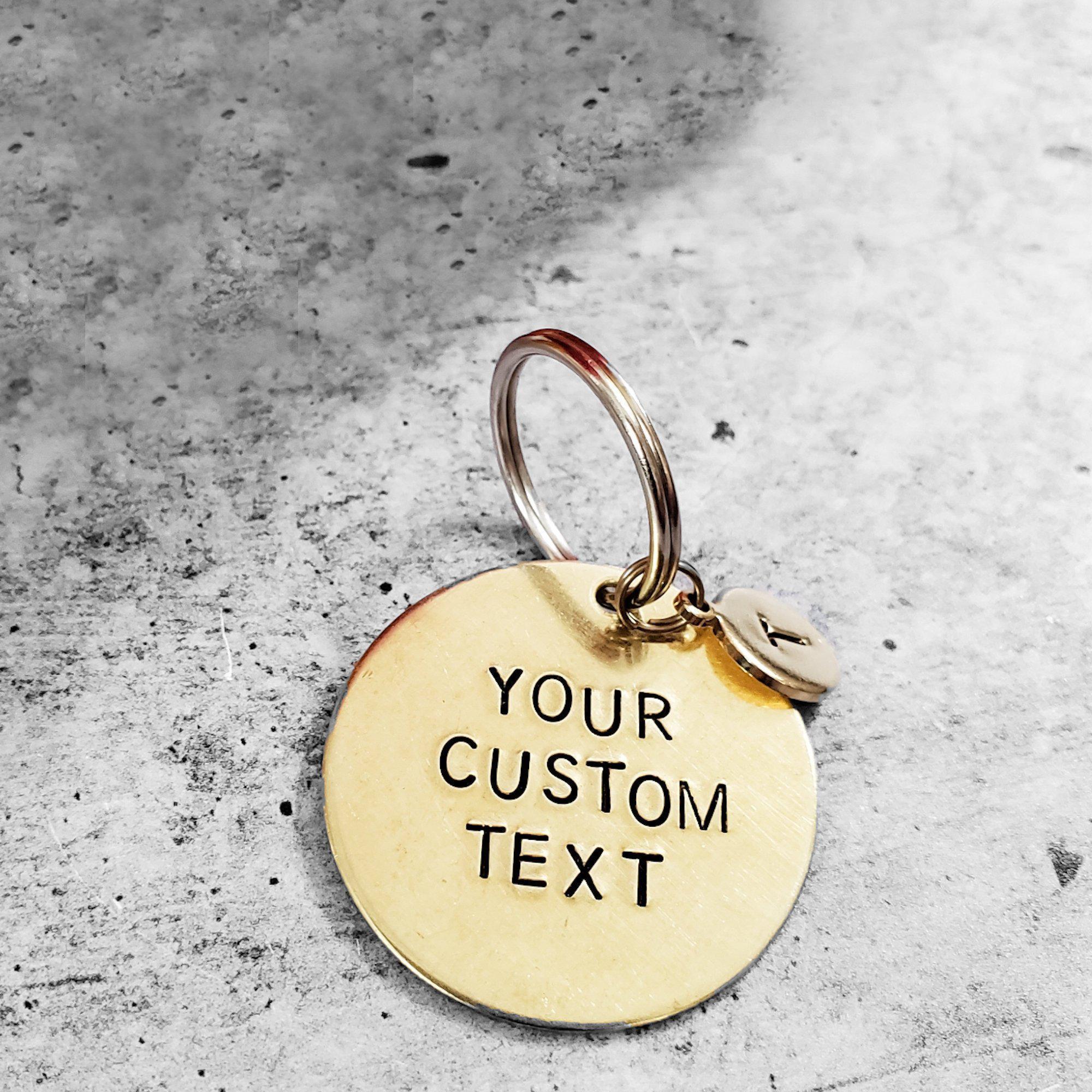 Custom Brass Disc Keychain with Tiny Tag