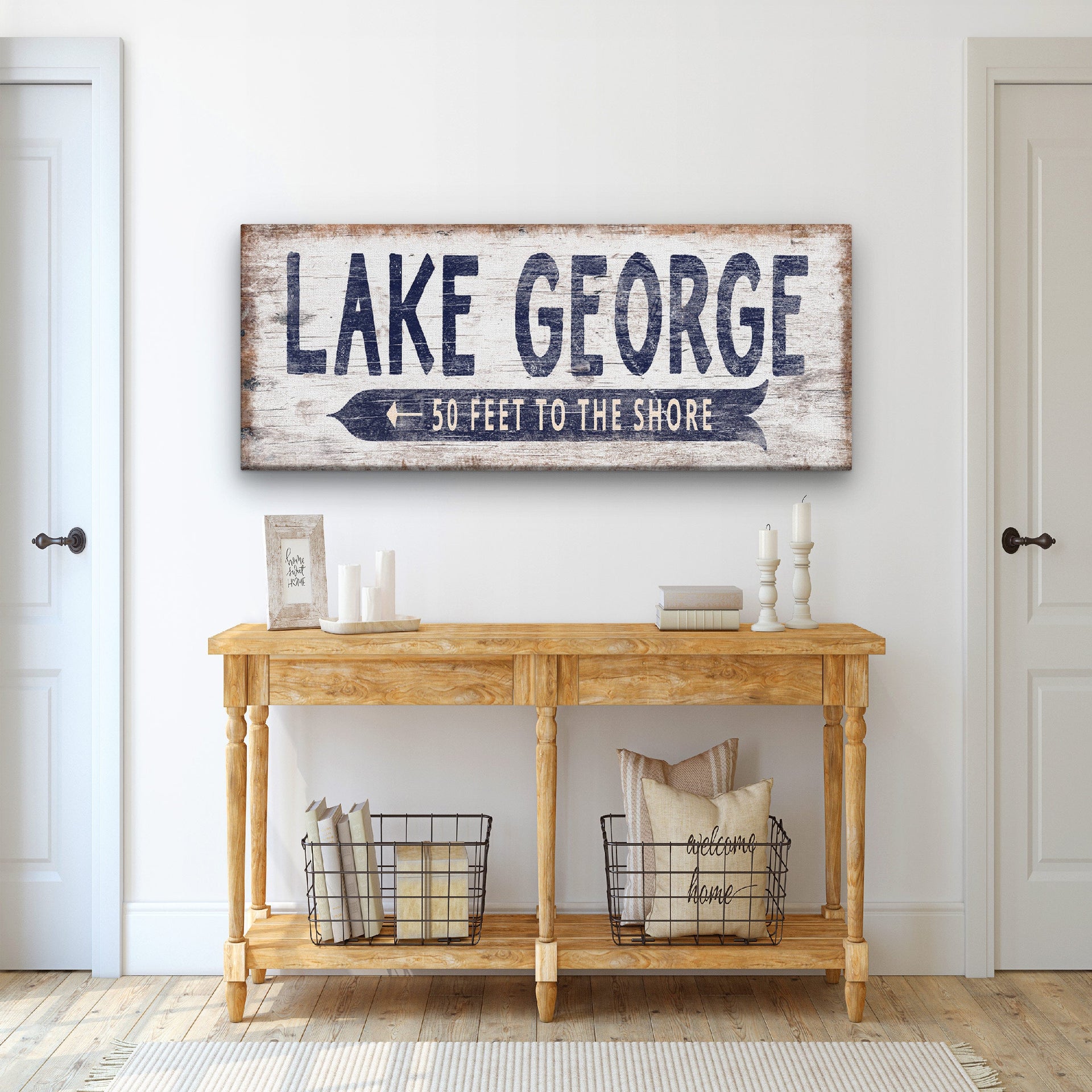 Personalized Nautical Beach Sign with Directional Arrow - Coastal Decor