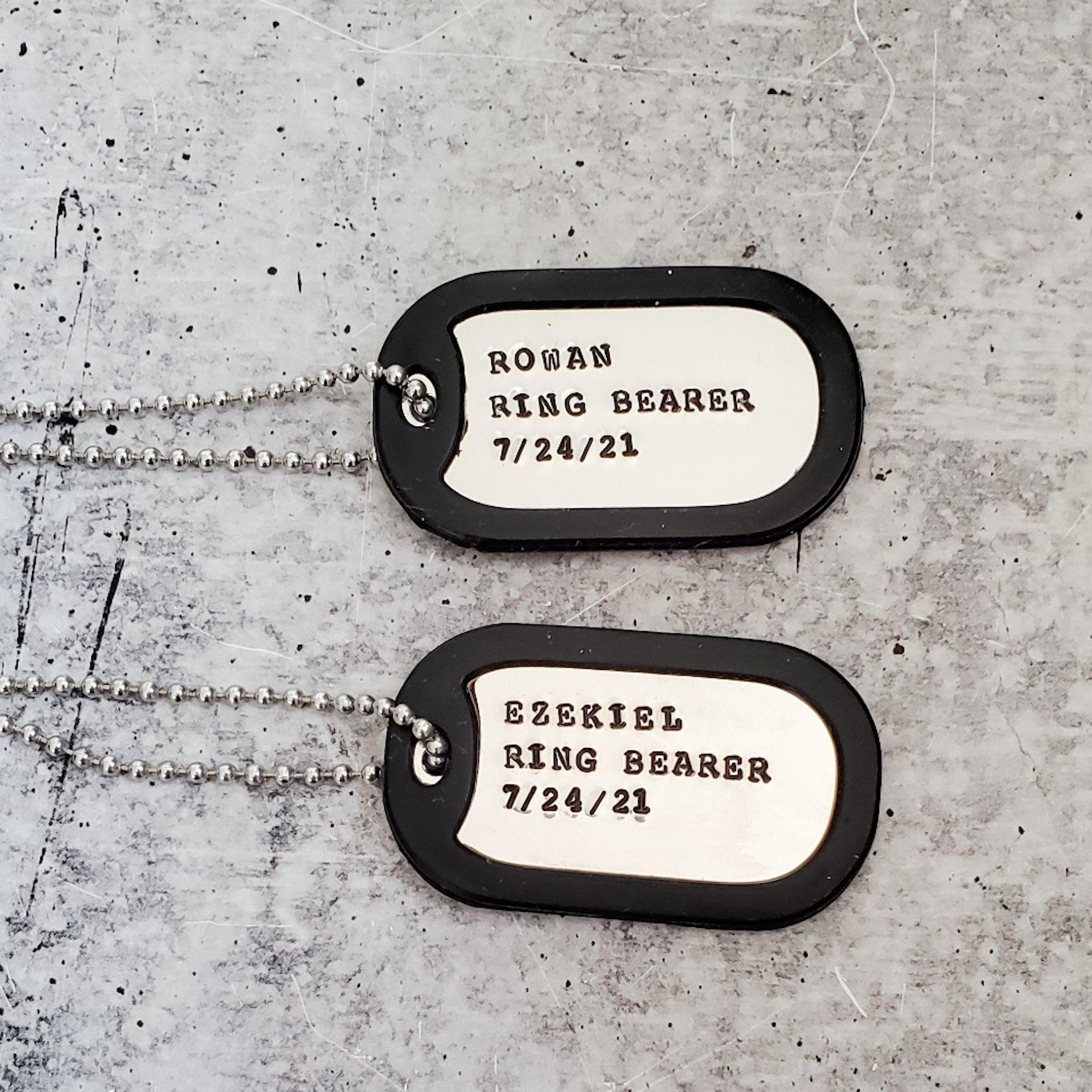 Custom Ring Bearer Dog Tag Silver Necklace